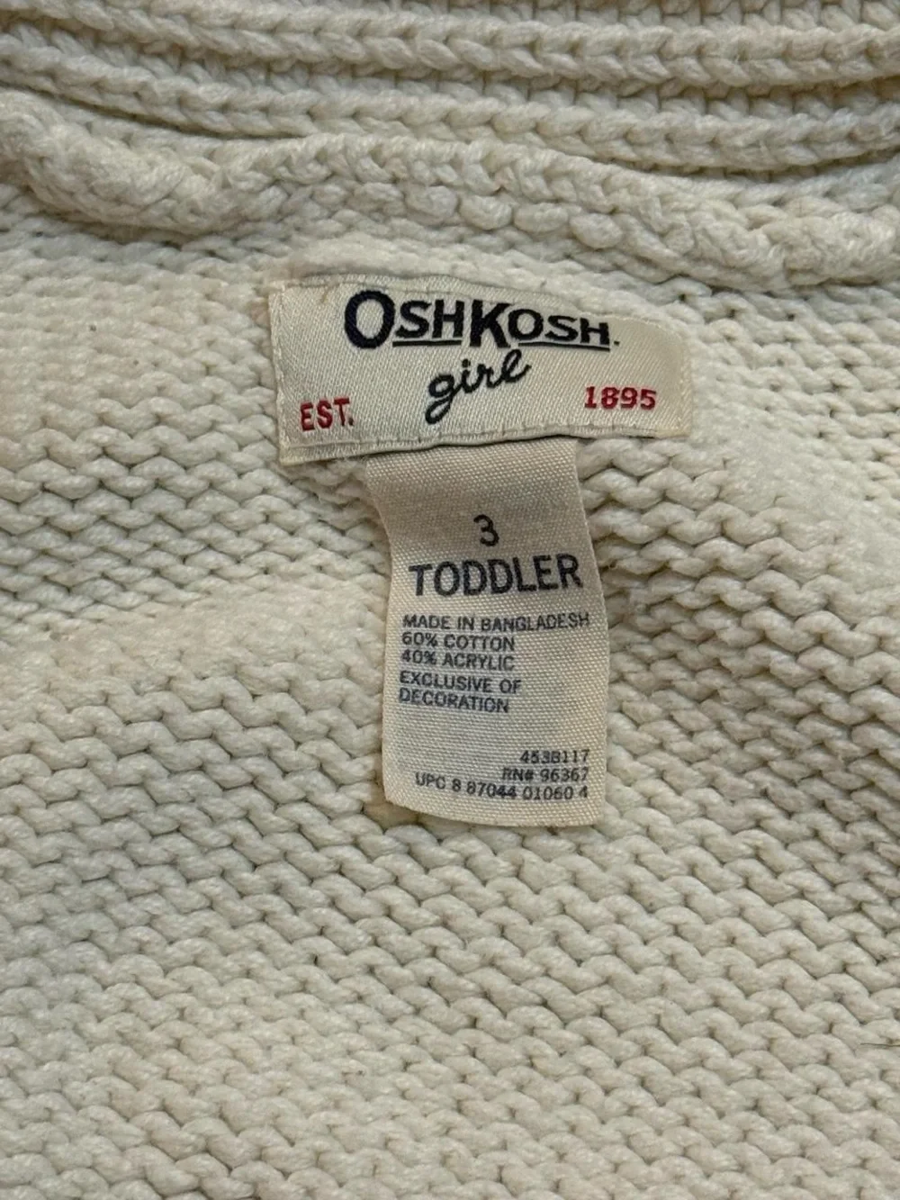 Toddlers Cream Knit Toggle Cardigan Sweater